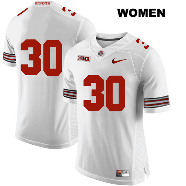 Ohio State Buckeyes Women's Kevin Dever #30 White Authentic Nike No Name College NCAA Stitched Football Jersey PO19W62VW